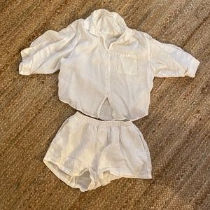 Deiji Studios White Linen Pajama Set